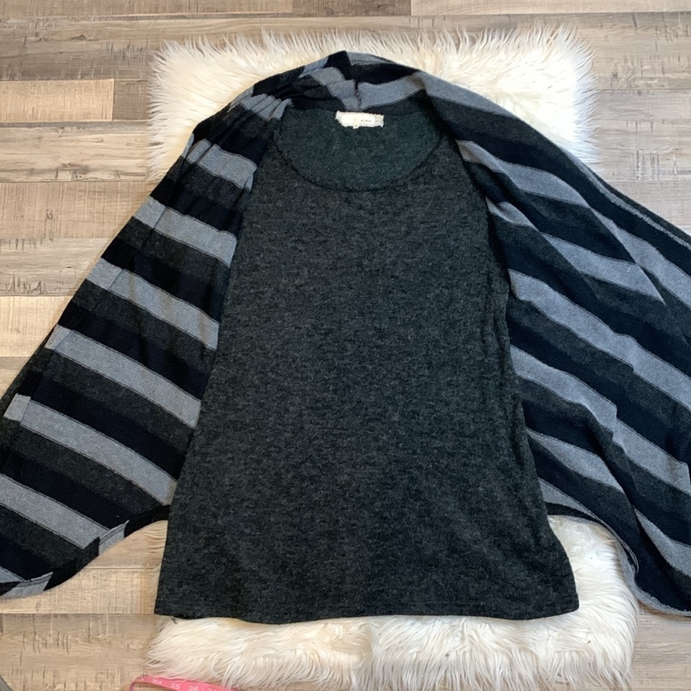 Anthropologie A’Reve tunic length striped sweater 2 piece look asymmetrical M - Picture 7 of 9
